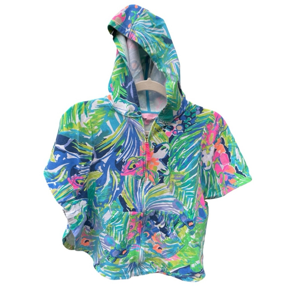 Lilly Pulitzer Terry Cloth Swim Cover Up Hoodie Poncho Tropical